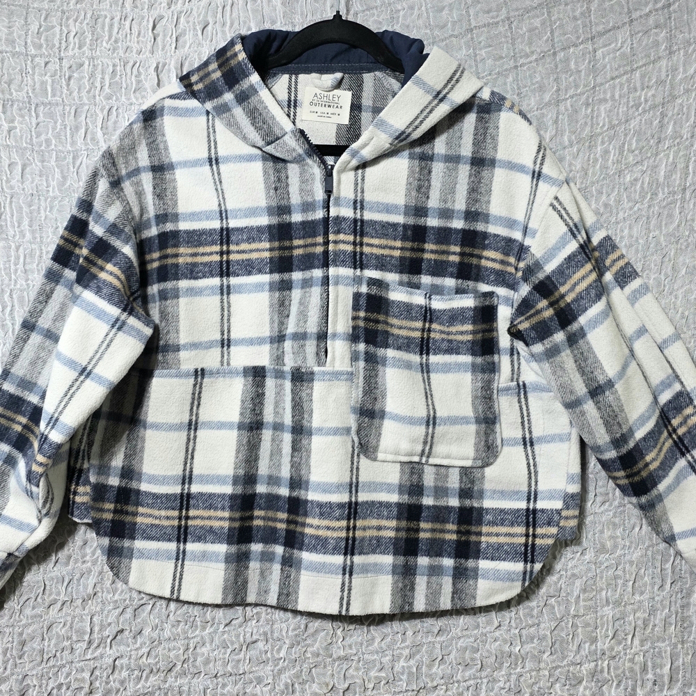 Ashley By 26 International Blue and White Plaid Hoodie